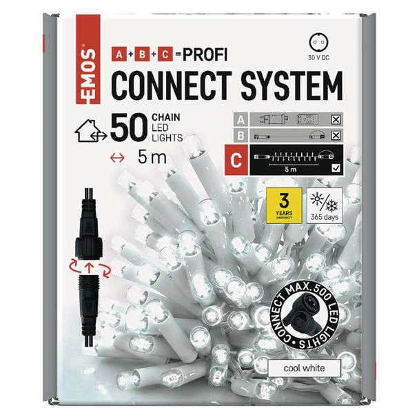 Lampki choinkowe Profi 50 LED 5m zimna biel biały przewód IP44 timer D2AC02 EMOS