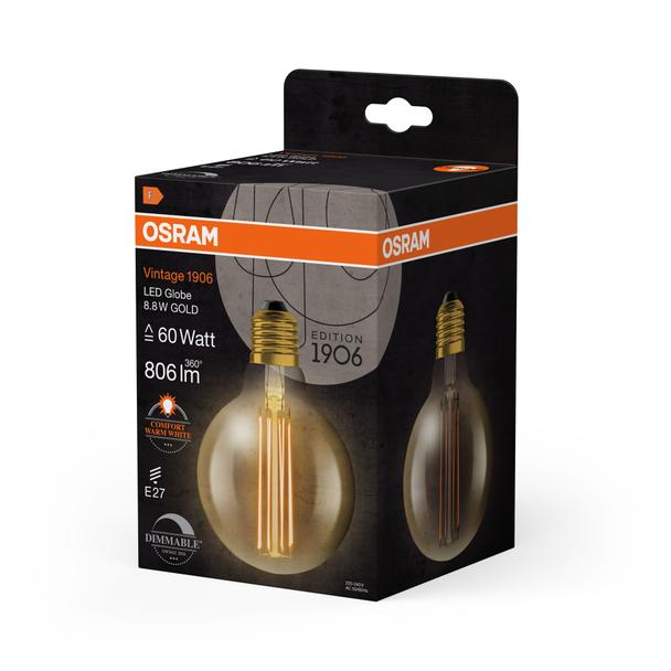 Lampa LED Vintage 1906 GOLD 95 dim 8,8W/822 szkło przezroczyste E27