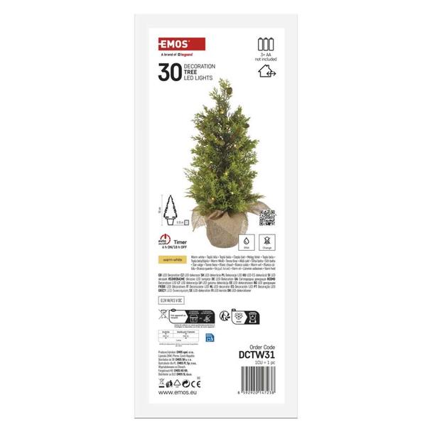 Ozdoba świąteczna choinka 30 LED 50 cm ciepła biel IP44 timer DCTW31 EMOS