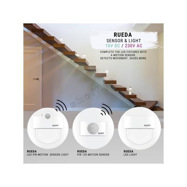 Oprawa Rueda LED PIR 120 Motion Sensor Light | 10 V DC | 1,0 W | IP 20 |LED | 6000 K | PIR 120o |Wyk