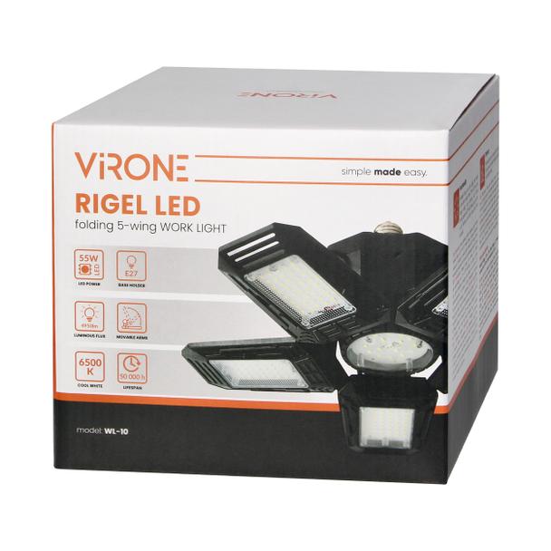 RIGEL LED, lampa warsztatowa składana 5-skrzydłowa, E27, 55W, 6500K, 4950lm WL-10 ORNO