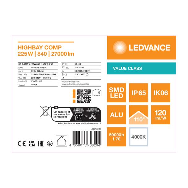 Oprawa HIGH BAY COMPACT V 225W 840 110DEG IP65