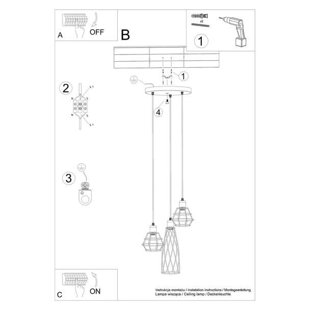 Sollux Lampa wisząca SUBA 3P czarna SL.1166