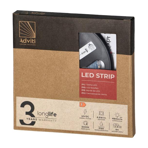 Taśma LED 12V 2835 60L/m 4,8W/m IP20 3000K 5m AD-TL-6486L3 ORNO