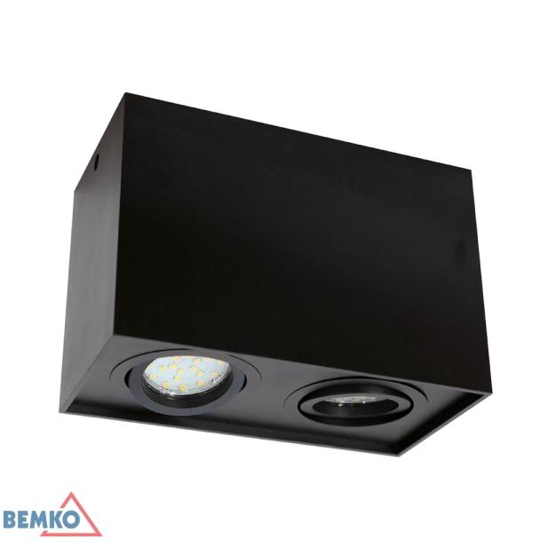 Oprawa nasufitowa punktowa ORTAL regulowana 182x96 2x GU10 max. 2x50W czarna C23-DLO-AS-GU10-250-BL BEMKO