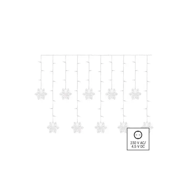 Dekoracje - 60 LED sople śnieżynki 135x50 cm zimna biel, IP20 DCGW13 EMOS