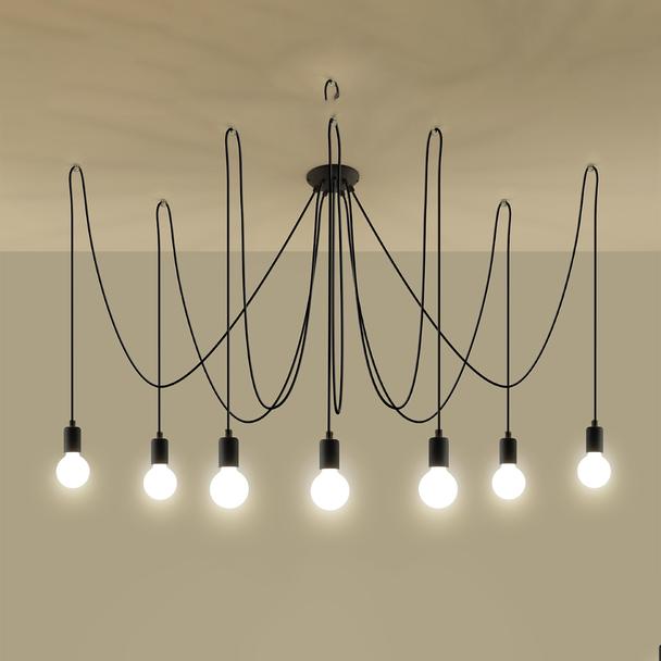Sollux Żyrandol EDISON 7 czarny SL.0372