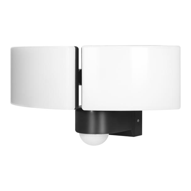 TOS DUO LED 2x20W podwójny naświetlacz ogrodowy z PIR 2x1600lm IP65 4000K neutralna biel PC czarny AD-NL-6603BLR4 ORNO