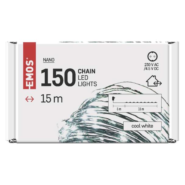 Lampki świąteczne nano łezki 150 LED 15m zimna biel IP44 timer D3AC05 EMOS