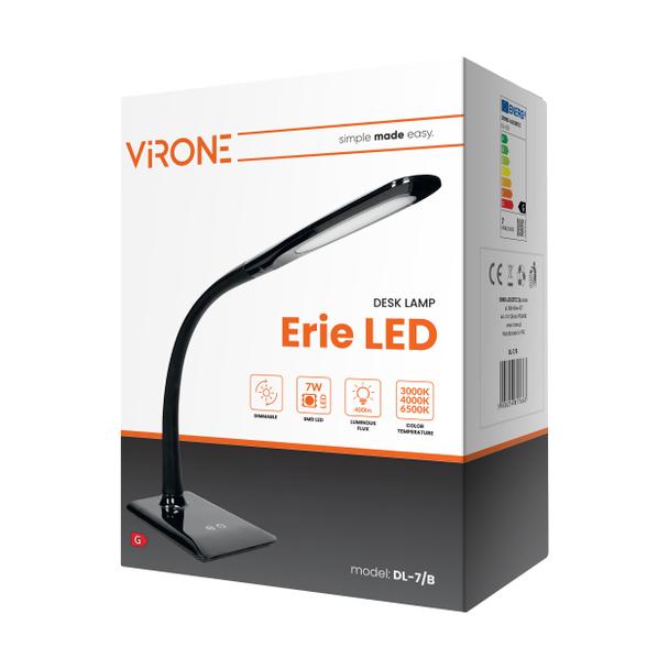 ERIE LED DIM 7W, lampka biurkowa, 400lm, czarna, funkcja ściemniania i zmiany barwy temperaturowej 3 DL-7/B ORNO