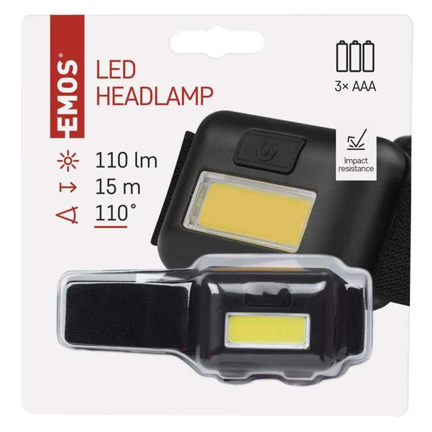 Latarka czołowa LED COB 1W, 110 lm, 15m 3× AAA P3537 EMOS