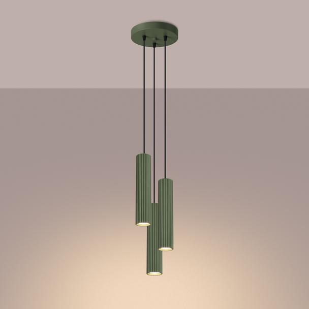 Sollux Lampa wisząca KARBON 3P zielona oliwka SL.1614