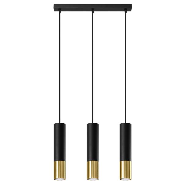 Sollux Lampa wisząca LOOPEZ 3L czarny/złoty SL.0954