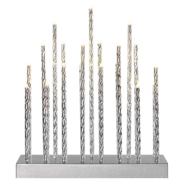 Świąteczny świecznik srebrny 19 LED 28 cm 3x AA ciepła biel IP20 timer DCAW02 EMOS