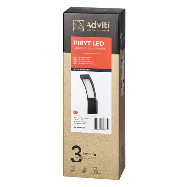PIRYT LED 10W, oprawa ogrodowa 800lm, IP54, 4000K, szara AD-OP-6109GLPM4 ORNO