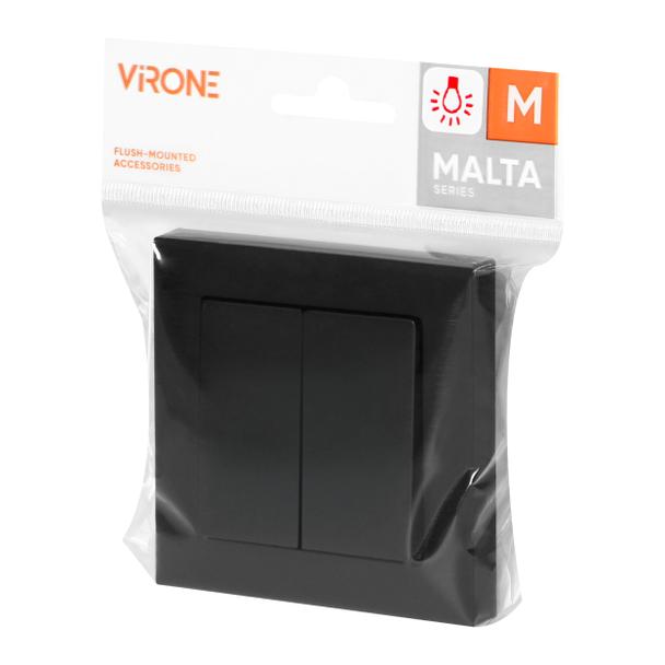 Łącznik podtynkowy świecznikowy z podświeleniem Malta, 10A, 250V, WP-2M/S, czarny mat FMS-101/P/B ORNO