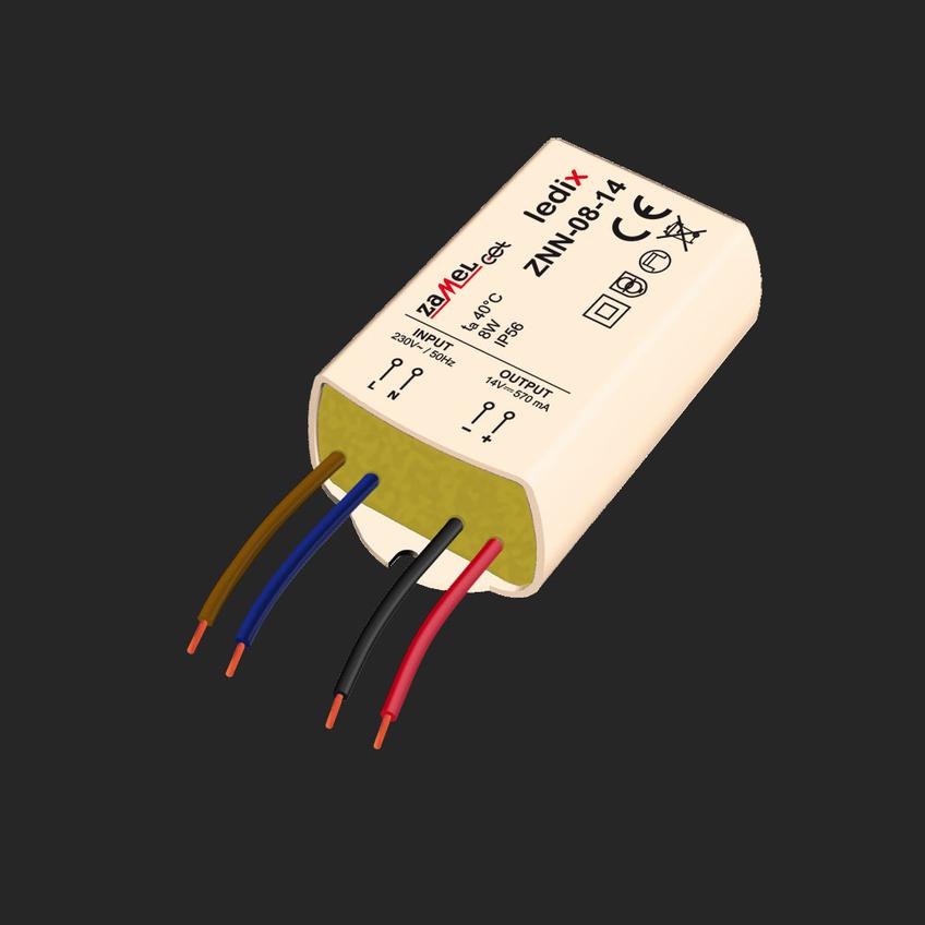 ZASILACZ LED NATYNKOWY 14V DC 8W TYP: ZNN-08-14 LDX10000023 LDX10000023-WPL ZAMEL