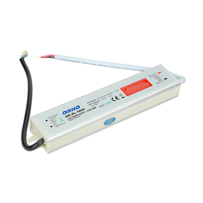 Zasilacz do oświetlenia LED 90-265V AC/12V DC 50W IP67 OR-ZL-1605 ORNO