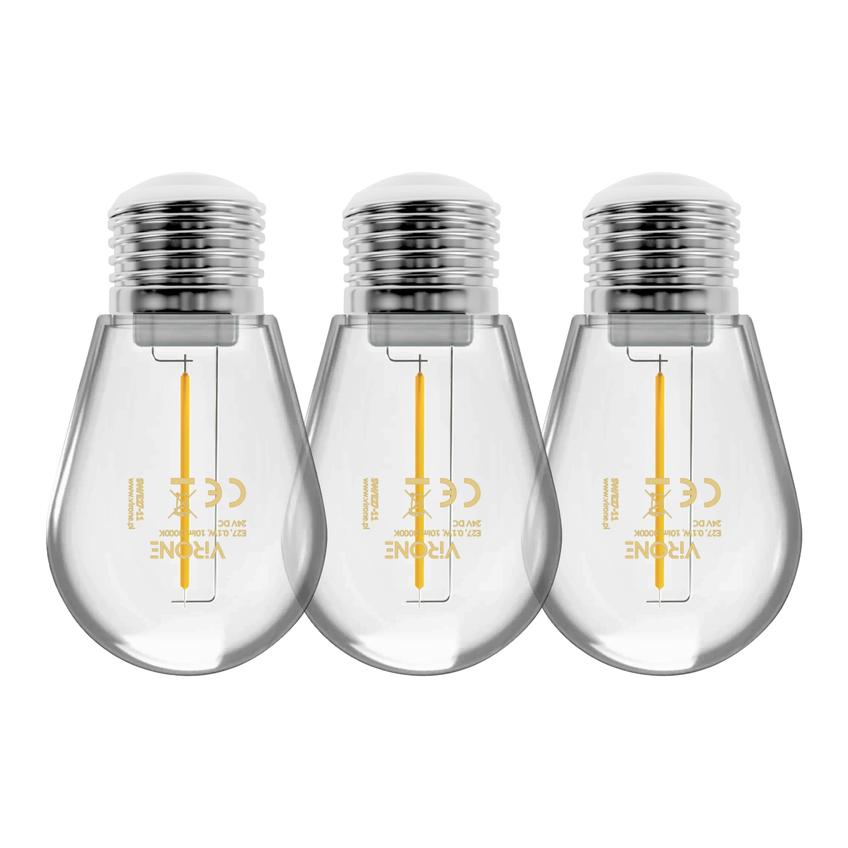 Zestaw 3 żarówek LED 0,1 W, 24 V, E27, 3000 K SW/E27-11/3 ORNO