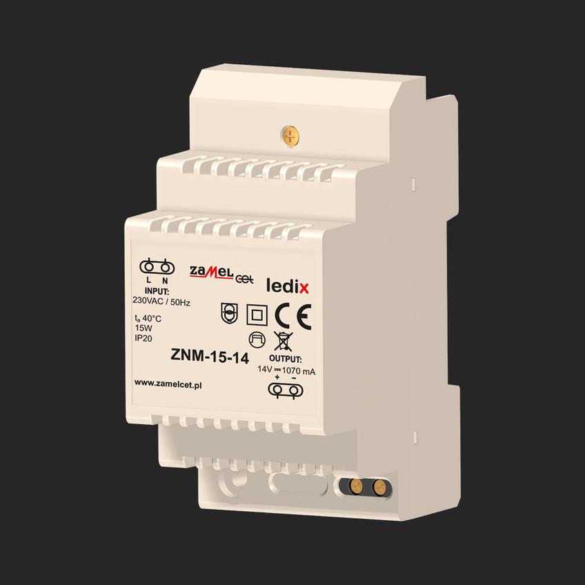 Zasilacz LED modułowy 14V DC 15W ZNM-15-14 LDX10000021 LDX10000021-WPL ZAMEL