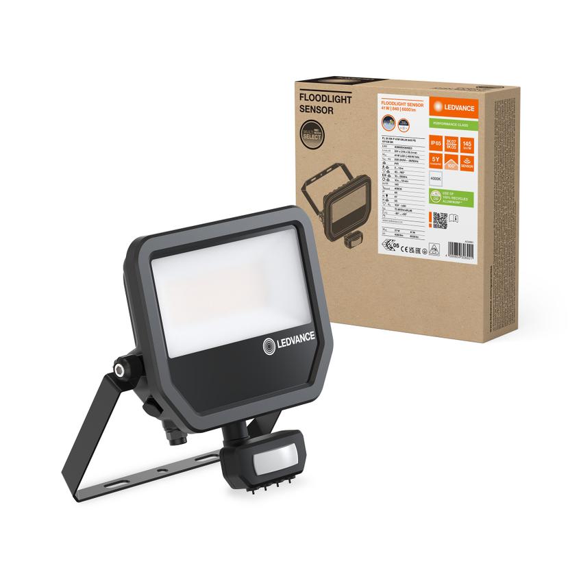 Naświetlacz LED z czujnikiem ruchu FLOODLIGHT sensor PFM G4 27W41W IP65 4000K 145lm/W czarny LEDVANC