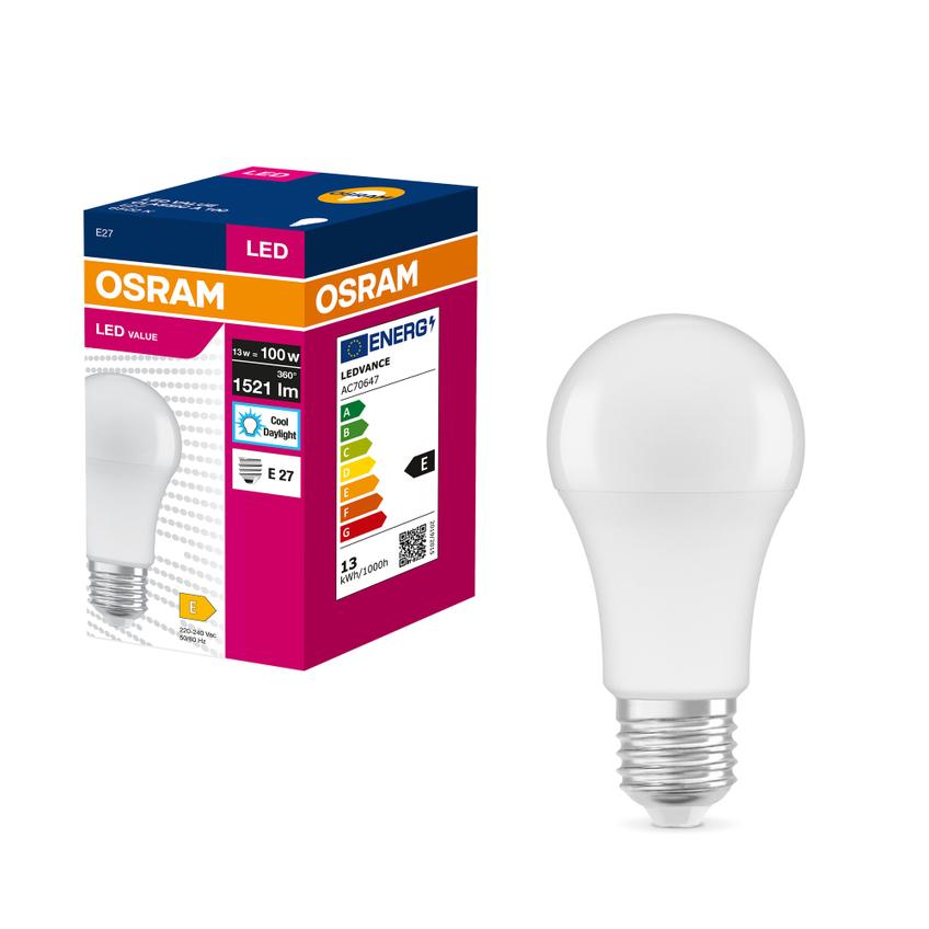 Lampa LED VALUE Classic A100 non-dim plastik 13W 865 E27