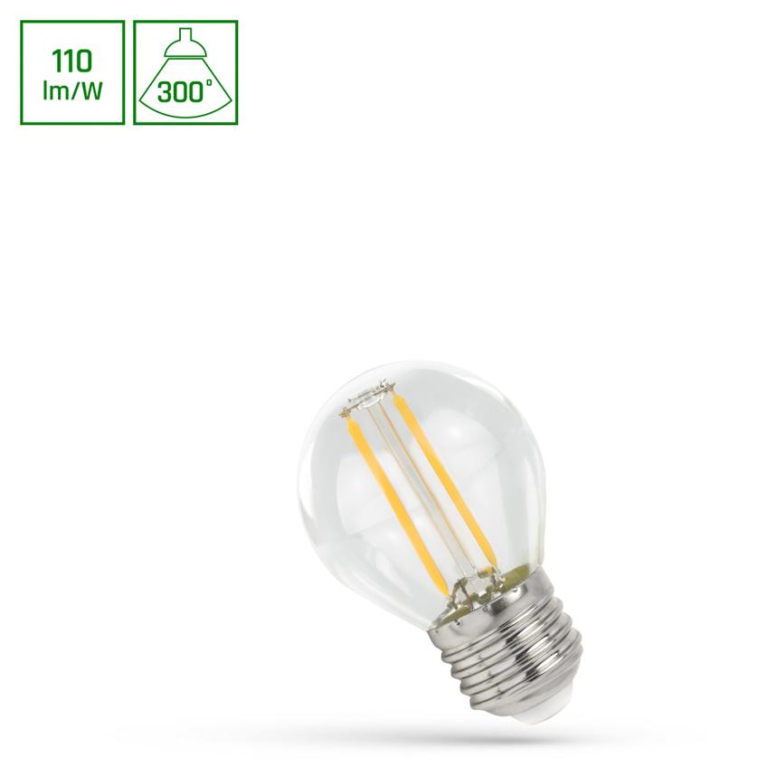 ŻARÓWKA LED KULKA E-27 230V 1W COG NW CLEAR SPECTRUM