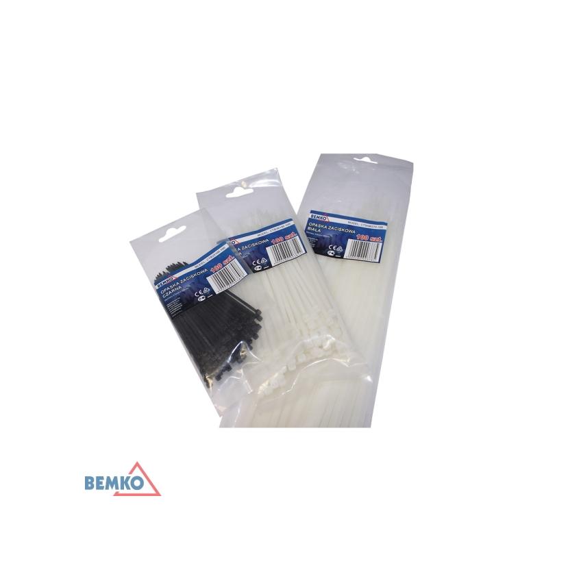 OPASKA ZACISKOWA 4.8*300 BIAŁA 100 SZT E40-CTW48300-100 BEMKO