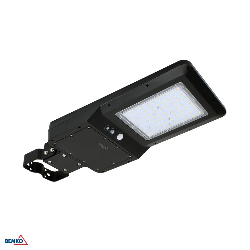 SOLARNA OPRAWA LAMPA ULICZNA LED SOLGER 40W 6000lm 3000/4000/6000K IP65 CZARNA Czujnik ruchu PIR BEM C83-SOG-040BL-CCT-PIR BEMKO