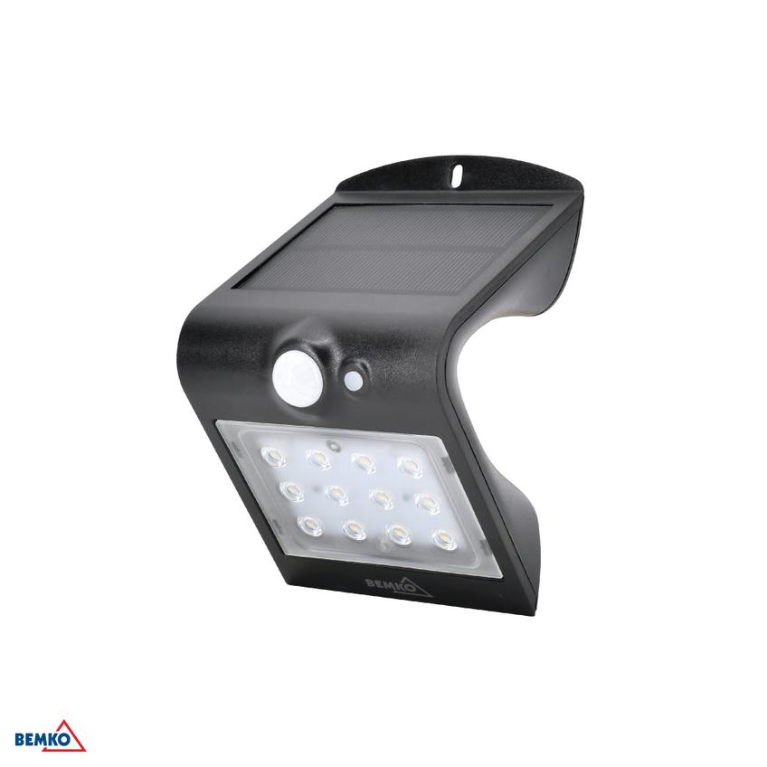 NAŚWIETLACZ LAMPA SOLARNA LED TRINGO 1,5W 220lm 4000K IP65 CZARNY Czujnik ruchu PIR C83-SOT-001BL-PIR BEMKO