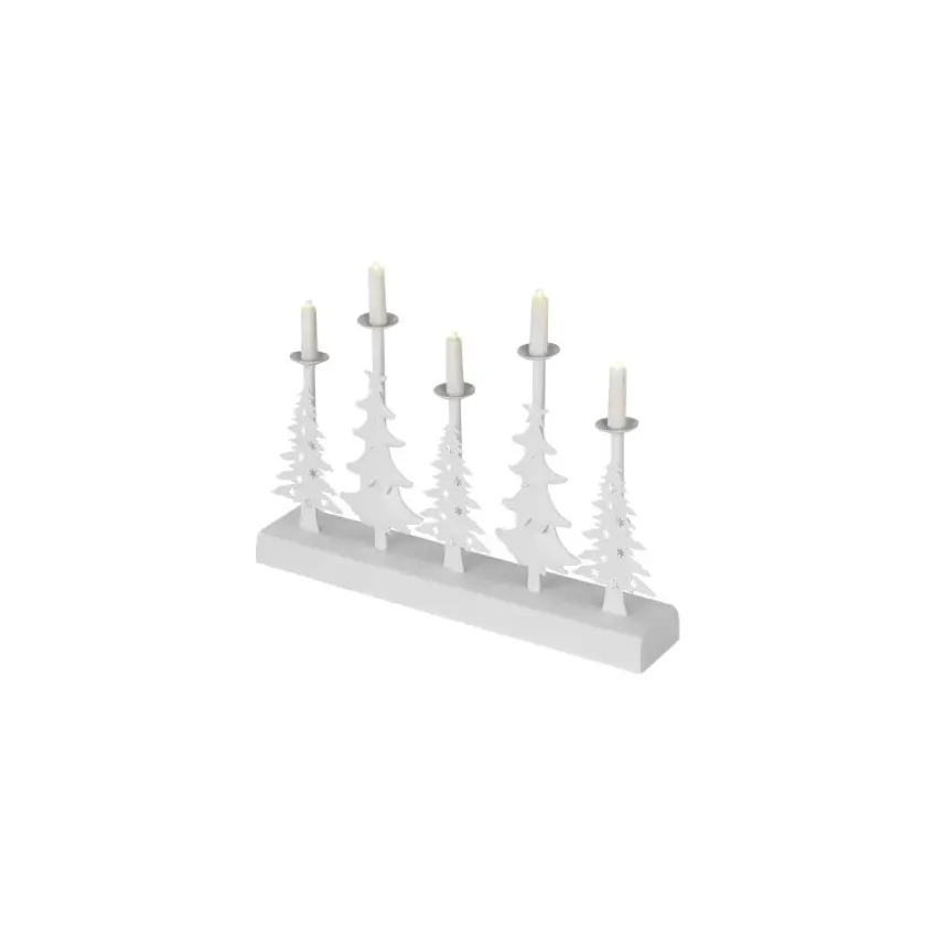 Lampki świąteczne świecznik biały 5 LED 24 cm 2x AA ciepła biel IP20 timer DCAW14 EMOS