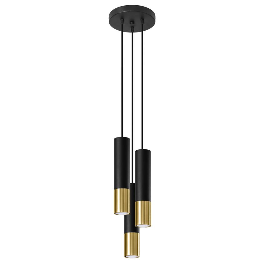 Sollux Lampa wisząca LOOPEZ 3P czarny/złoty SL.0955