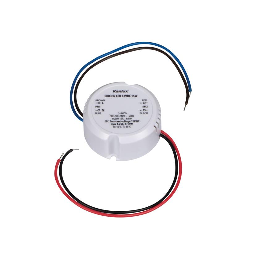Zasilacz dopuszkowy CV CIRCO N LED 12V DC 0-15W 24243 KANLUX