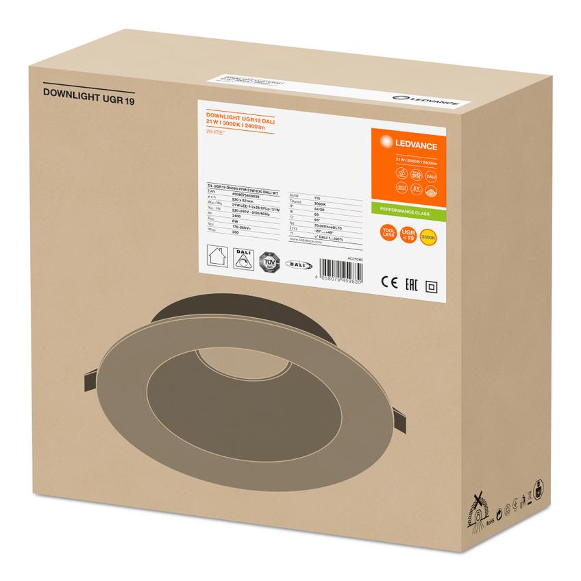 Oprawa DOWNLIGHT UGR19 DN195 PFM 21W 830 DALI WT