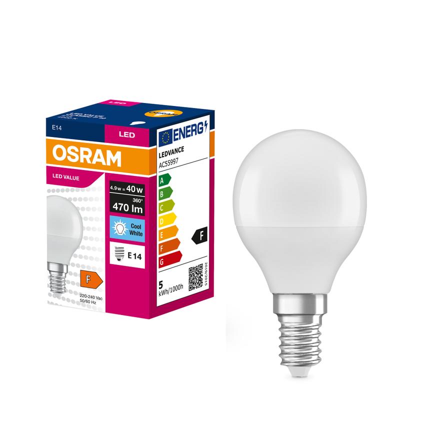 Lampa LED VALUE Classic P40 non-dim plastik 4,9W 840 E14