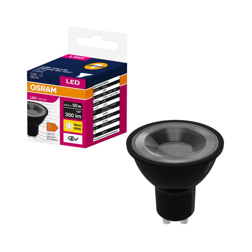Lampa LED VALUE PAR16 50 120 4,5W/827 230V GU10 BK
