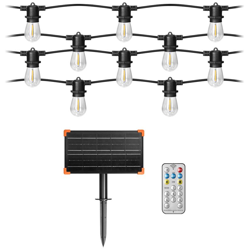 Girlanda solarna ogrodowa lampki solarne 20m + 21x Żarówka E27 LED + PILOT LG-4/20M/E27/3 ORNO