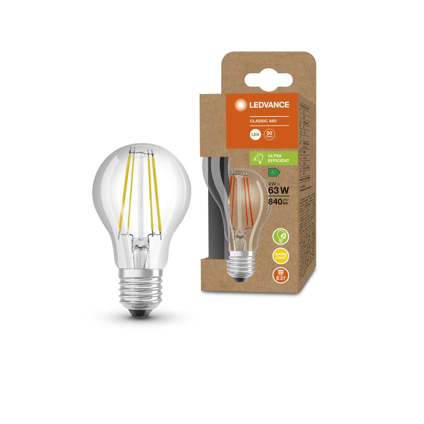Lampa LED Classic A60 energooszczędna szkło przezroczyste 4W 830 E27 LEDVANCE