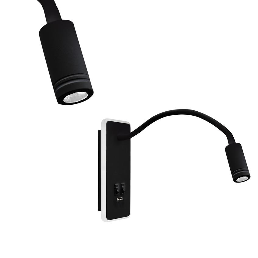 kinkiet LED Base (8W + 2W) 630lm 4000K czarny (elastyczne ramię) ML63500 Milagro