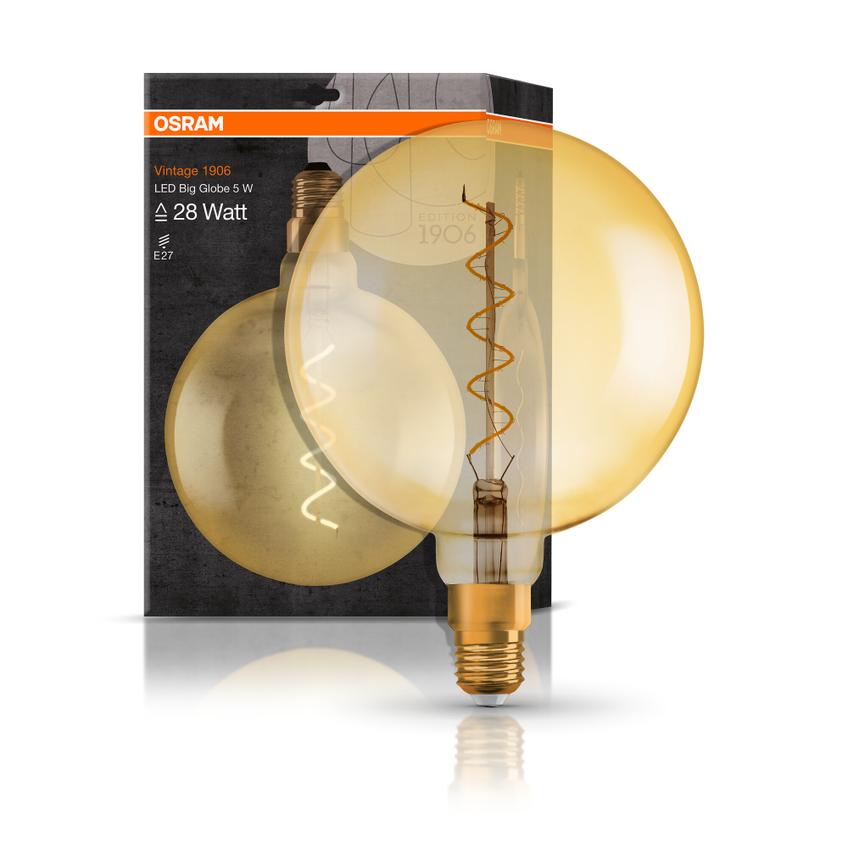 Lampa LED Vintage 1906 CL GLOBE200 Filament szkło przezroczyste GOLD 28 non-dim 5W 820 E27