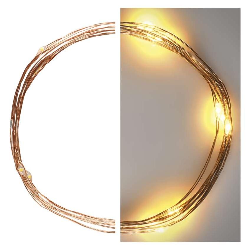 Lampki świąteczne łezki 20 LED 1,9m ciepła biel IP20 miedziany przewód IP20 timer D3AW07 EMOS