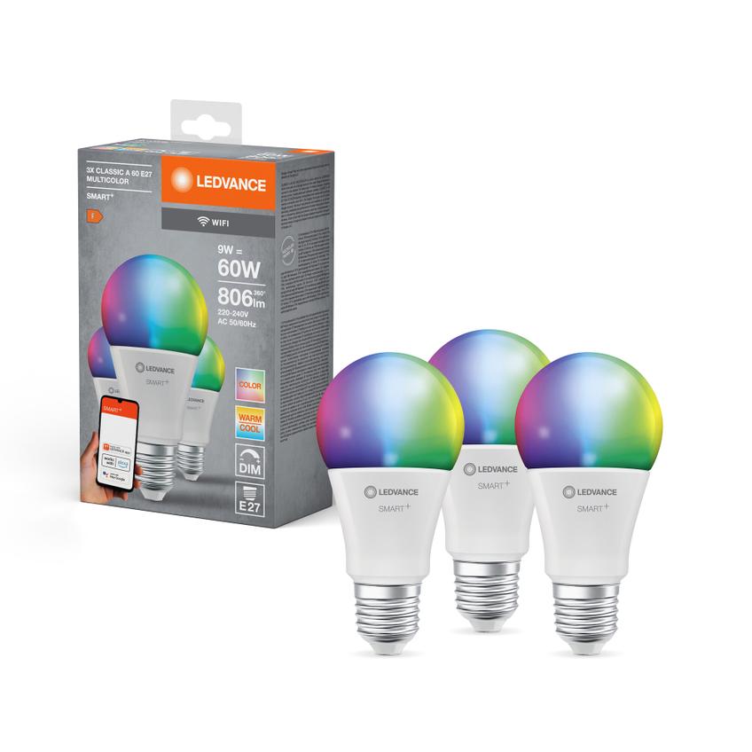 Lampa LED SMARTWIFI A60 9W 230V RGBWFR E27 4X3 LEDV