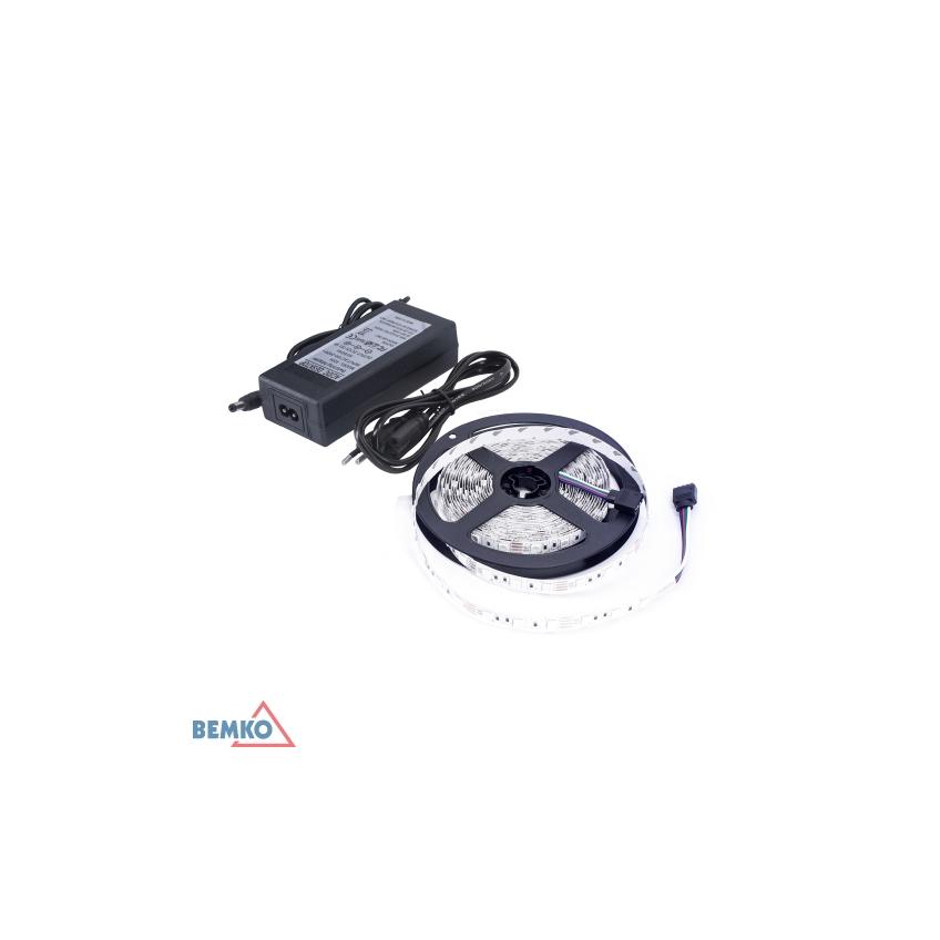 ZESTAW TAŚM LED 12V DC 3528 300LED/5M 24W IP20 2LATA GW. BIAŁA ZIMNA D87-ZW-2835-300-IP20-ACW BEMKO