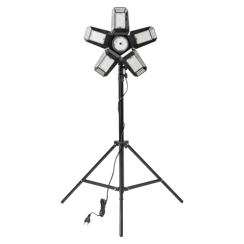 RIGEL LED zestaw: lampa warsztatowa składana 5-skrzydłowa 55W + statyw + adapter AD-NL-6516 ORNO