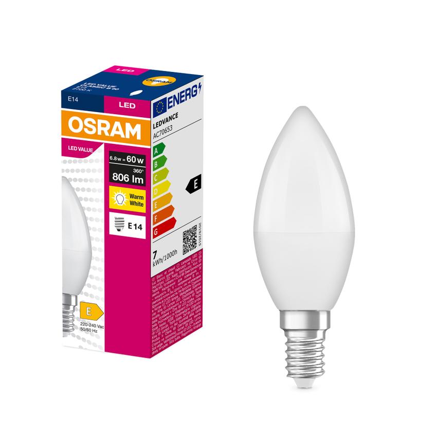 Lampa LED VALUE Classic B60 non-dim plastik 7W 827 E14