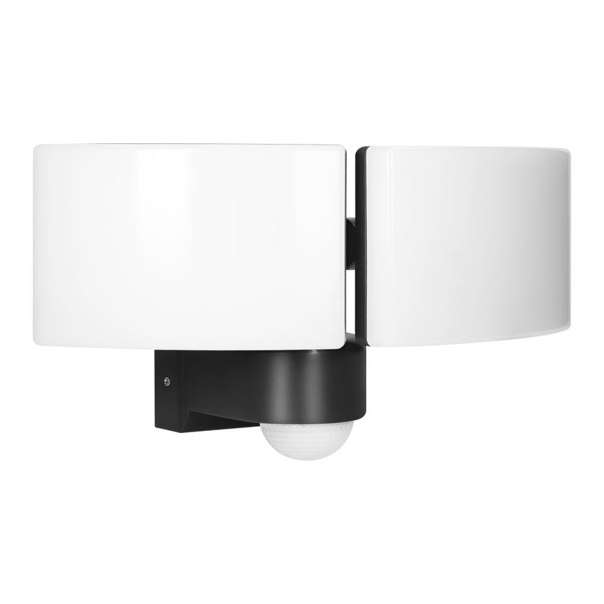 TOS DUO LED 2x20W podwójny naświetlacz ogrodowy z PIR 2x1600lm IP65 4000K neutralna biel PC czarny AD-NL-6603BLR4 ORNO