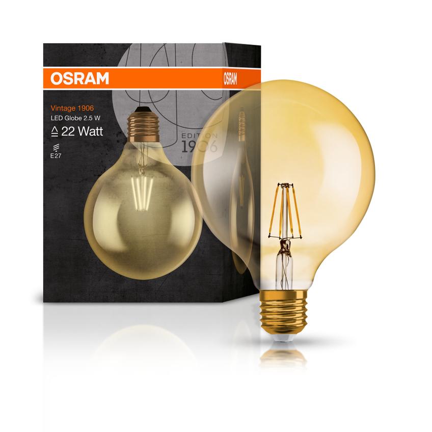 Lampa LED Vintage 1906 CL GLOBE125 Filament szkło przezroczyste GOLD 22 non-dim 2,5W 825 E27