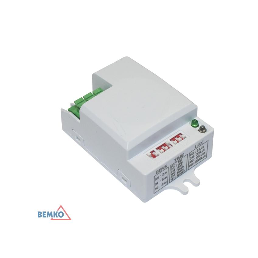 CZUJNIK MIKROFALOWY 500W 360* IP20 PROSTOKĄTNY BIAŁY DIP-SWITCH B52-SES74WH BEMKO