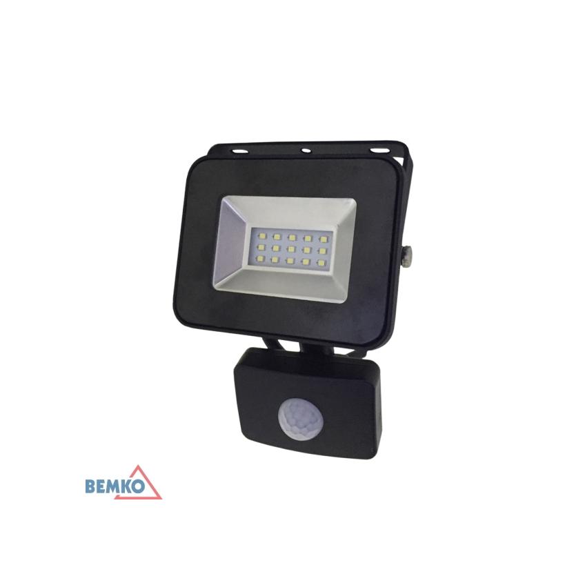 NAŚWIETLACZ LED SMD LOFOT 10W 4000K 850LM IP65 CZARNY CZ. PIR S-C65-S-LFS-010BL-4K BEMKO