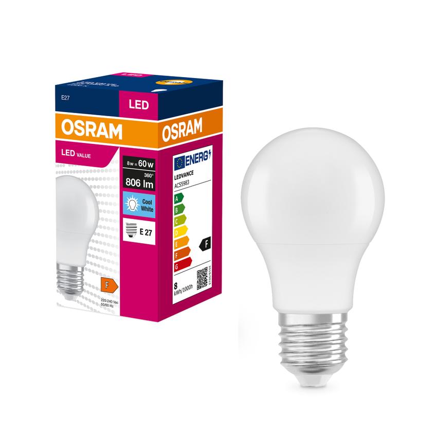 Żarówka LED A60 E27 8.5W = 60W 806lm 4000K Neutralna 200° VALUE CLASSIC Osram